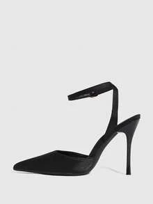 CUCCOO SZL Sepatu hak tinggi stiletto wanita dengan ujung runcing dan tali pergelangan kaki, cocok untuk bepergian, kencan, pesta, pernikahan, dan acara lainnya, termasuk Hari Valentine dan sepatu musim semi. - Sarden hitam - View 8