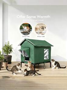 Casa per gatti da esterno pieghevole, isolata e riscaldata, spaziosa e rimovibile, per gatti randagi e da compagnia, portatile e facile da pulire, impermeabile - L-45*40*55 cm - Visualizzare 2