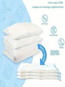 4 pièces Sac de rangement sous vide, sac économiseur d'espace convenant pour les vêtements, matelas, couvertures, couettes, oreillers, couettes, voyages et déménagements. Organisateur pour la chambre à coucher, le rangement à la maison, pour les t-shirts blancs pour femmes, les pantalons noirs pour femmes, les vêtements d'hiver pour dames, les robes, les vêtements d'hiver pour dames - Transparent - Voir 6