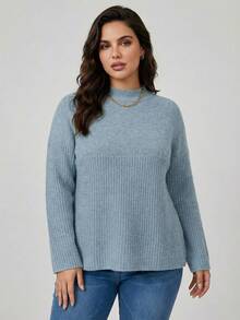 GlowEve CURVE Áo len dệt kim tay raglan rộng rãi, thường ngày cỡ lớn dành cho nữ, mùa đông - màu xanh lá - Xem 7