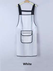 1 pieza Delantal impermeable y resistente al aceite de TPU para cocina, peluquería, transparente, con bolsillos, ropa de trabajo, fácil de limpiar, de moda - multicolor - Ver 16