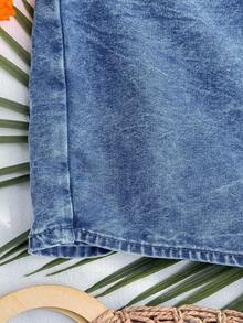 Soleia 女士休闲牛仔短裤，蓝色 - 中等水洗藍 - 查看 4