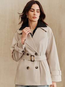 Anewsta 2026 Spring/Summer New Women's Windbreaker, Casual Detachable 2 In 1 Long Sleeve Windbreaker - Apricot - View 7