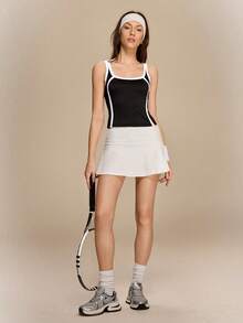 Hanevo 女士黑白撞色背心，时尚通勤、运动休闲、街头休闲皆宜 - 黑與白 - 查看 6