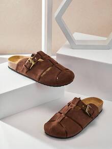 SHUZIA Women's Casual Stylish Crisscross Slip-On Clogs With Adjustable Buckles - Chocolate Brown - View 6