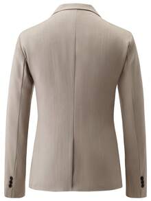 Calvornis Men's Solid Color Notch Lapel Front Button Casual Blazer Men's Suit Jacket - Khaki - View 2