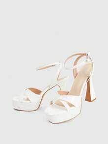 CUCCOO LuxiPop Women Heeled Sandals - White - View 5