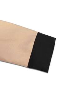 GlowEve Vestido elegante de oficina con bloqueo de color y botones delanteros - Caqui - Ver 5