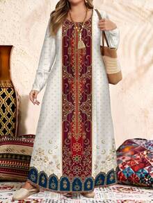 EMERY ROSE 大码长袖圆领连衣裙，适合秋冬季穿着 - 彩色 - 查看 4