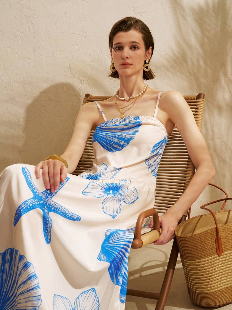 Airaco Fashionable Printed Spaghetti Strap Dress, Beach Vacation Dress - Multicolor - View 1