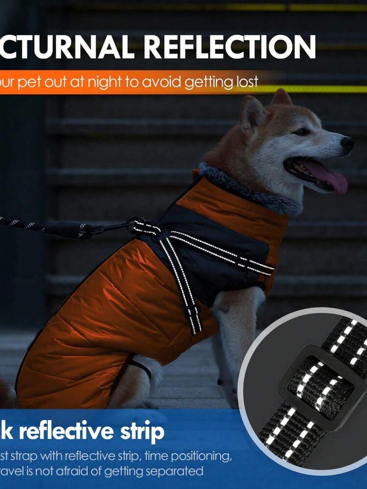 Dog Winter Jackets For Large Dogs,Dog Coat With Harness Built In,Waterproof Dogs Snowsuits Warm Pet Jacket Zip Up Fleece Cold Weather Coats Reflective Puppy Vest With - Multicolor - View 6