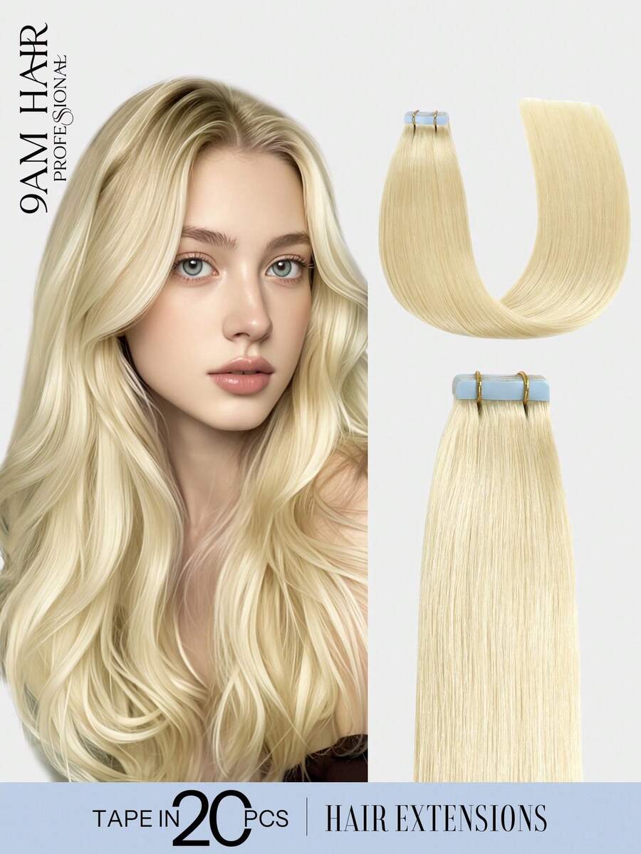 20 chiếc 50 gram băng dính tóc nối bằng tóc thật 18 inch Remy tóc nối màu 613 tóc vàng thời trang băng dính tóc nối, băng dính tóc thật thêm độ dài cho đám cưới - S613 - Xem 1