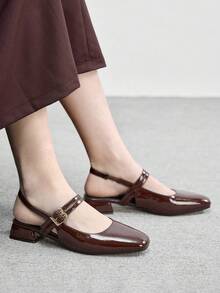 CUCCOO BIZCHIC 女士经典黑色平底休闲通勤鞋，圣诞节必备 - 巧克力棕 - 查看 4