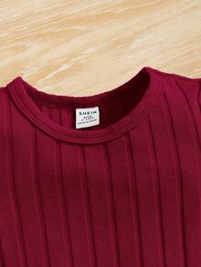 SHEIN 2件組女嬰休閒舒適連身衣套裝 幼兒女童透氣連身衣 - 黑色 - 查看 4