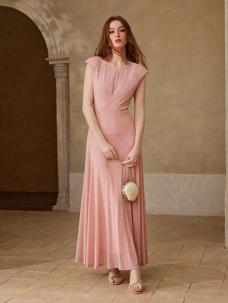 WOMEN'S STRUCTURED A-LINE LONG DRESS, SPRING/SUMMER