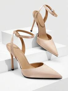 CUCCOO SZL Women's Fashion Pointed Toe Ankle Strap Stiletto High Heel Pumps, Suitable For Commuting, Dating, Party, Wedding And Other Occasions Valentine's Day Spring Shoes - Sardine Champagne - View 6