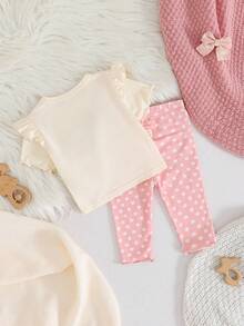 Cozy Pixies Newborn Baby Girl Cartoon Animal Print Knit Soft Crew Neck Long Sleeve Top And Elastic Waist Pants 2-Piece Set