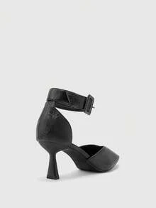 CUCCOO BIZCHIC Sandalias de tacón alto de unicolor minimalista para mujer, Día de San Valentín - Negro - Ver 9