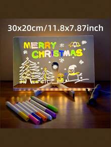 لوحة رسائل LED، تعمل بالطاقة USB بإضاءة دافئة، لوحة رسم مضيئة DIY من الأكريليك، لوحة رسم مضاءة ب- LED مع أقلام ملونة بسبعة ألوان، لافتة إعلانية صغيرة محمولة، مناسبة كهدايا عيد الميلاد ورأس السنة للمكتب والمنزل، بدون بطارية - ضوء أبيض دافئ - مشاهدة 2