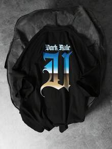 GENIUS ODE Men's Casual Round Neck Short Sleeve Astronaut Graphic T-Shirt, Summer - Black - View 2