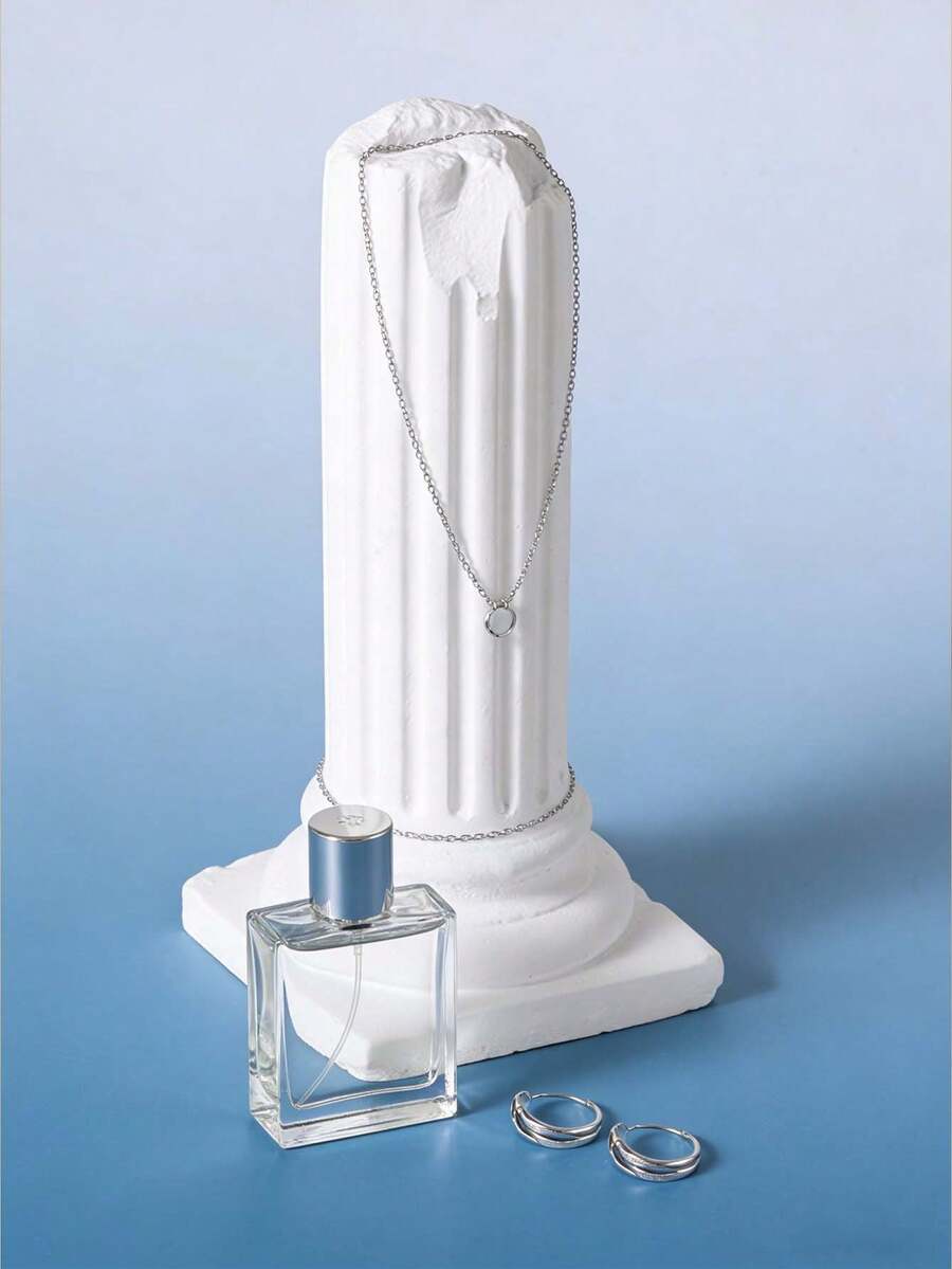 1 Creative European Retro Plaster Weathered Cracked Roman Column Ring Display Stand, Which Can Be Used As A Showcase Prop Or Seat To Add Fun To Life; Ladies' Jewelry Storage Rack, A Must-Have For Travel, For Back To School Dormitory Storage - Multicolor - View 1