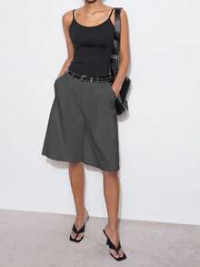 Maija Women's Casual Loose Wide Leg Pants, Solid Color, Suitable For Summer, Autumn, Urban Commute, Business Casual, Office Wear, Teacher Attire - Dark Grey - View 4