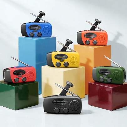 Teckwe Đài phát thanh quay tay 2000mAh, radio AM FM NOAA dự báo thời tiết, tích hợp đèn pin sáng, thích hợp sử dụng trong nhà và ngoài trời cho các trường hợp khẩn cấp.