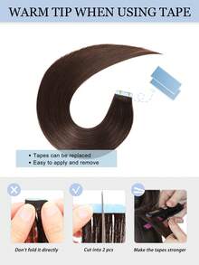20Pcs 50Gram Tape In Hair Extensions Human Hair 18inch Remy Hair Extensions Color 2 Darkest Brown Fashion Tape In Extensions, Tape In Human Hair Extensions Add Length For Wedding - S2 - View 5