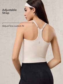 OutZeal 女士可调节肩带运动背心，日常休闲都市风 - 杏色 - 查看 3