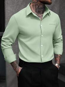 Manfinity Bizformal Men's White Casual Business Long Sleeve Shirt