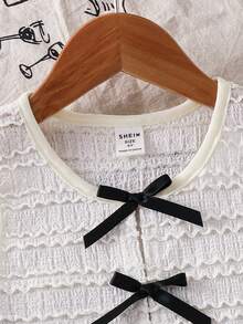 SHEIN Young Girl Casual Bow Solid Textured Camisole - Beige - View 3