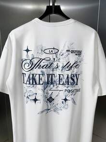 Manfinity Roghcode Men's Streetwear White Summer Floral Print T-Shirt,Vintage Botanical Graphic Tee,City Break Outdoor Music Festival Casual Vintage T Shirt For Men - White - View 1