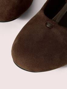 CUCCOO DOLLMOD French Mary Jane Shoes Women's Fashion Outer Wear Leopard Print T-Band Hollow Gentle Retro Shallow Mouth One Pedal Ballet Flat Beanie Shoes Commuter Shoes - Brown - View 5