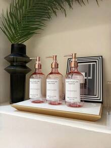 Bộ 3 chai bơm màu hồng nhạt 16oz có thể tái sử dụng, kèm đầu bơm màu vàng hồng, dùng đựng dầu gội, dầu xả, sữa tắm, kiểu dáng khách sạn, đồ dùng vệ sinh cá nhân khi đi du lịch, trang trí nhà cửa đẹp mắt. - Hồng trong suốt - Xem 11