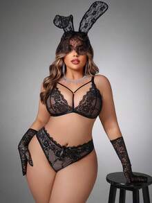 SpicyHot Große Größen 2-teiliges Spitzen-Dessous-Set