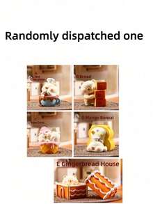 POKOJA LAND 1/6PCS 新款小熊甜点盲盒树脂工艺品桌面摆件可爱宠物收藏人偶，适用于家居办公室装饰，节日礼物收藏 - 彩色 - 查看 10