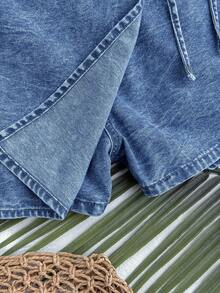 Soleia 女士休闲牛仔短裤，蓝色 - 中等水洗藍 - 查看 3