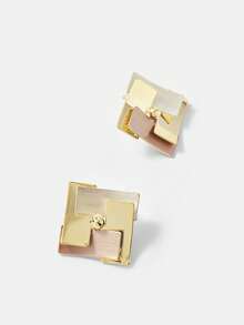 MOTF PREMIUM FASHIONABLE METAL GEOMETRIC STUD EARRINGS, DELICATE PERSONALIZED COMMUTING JEWELRY - Gold - View 8