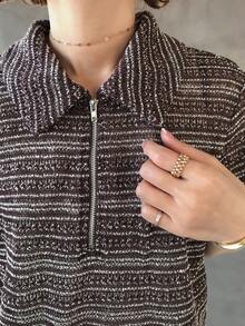 FRIFUL 女士宽松常规扎染彩色宽松短袖T恤 - 棕色 - 查看 7