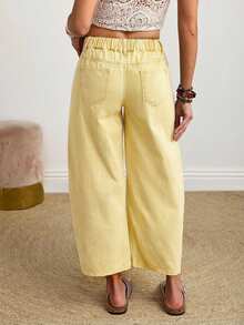 EMERY ROSE Quần jeans ống loe rách cỡ lớn - Màu vàng - Xem 2