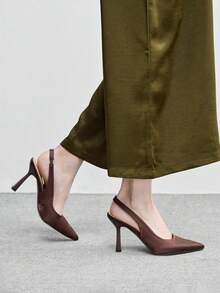 CUCCOO BIZCHIC Women's Pointed Toe Fashion Open Toe High Heel Pumps Spring Shoes Spring Break Easter Spring Shoes - Chocolate Brown - View 3