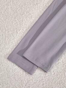 Teen Girl Contrast Collar Long Sleeve T-Shirt And Pants Set - Grey - View 7