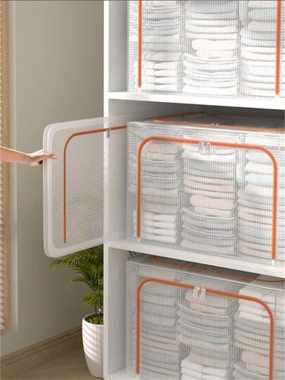 1个大容量被子收纳袋，PVC材质，拉链可折叠，带加固提手和透明窗口，防水防尘，适用于床底衣柜、宿舍等场所，可收纳换季衣物、毯子、床上用品、玩具等。