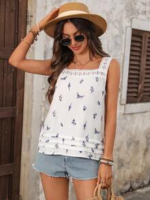 EMERY ROSE Áo kiểu nữ tối giản cổ vuông không tay, áo mùa hè, áo đi nghỉ mát, áo thường ngày cho nữ, áo trắng cho nữ, áo đi chơi, áo không tay cho nữ, áo mùa hè cho nữ, áo kiểu mùa hè cho nữ, áo thường ngày cho nữ, áo mùa hè cho nữ. - trắng - Xem 6