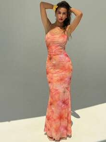 Aloruh Đầm nữ in hoa dáng ôm, đuôi cá, thích hợp cho kỳ nghỉ. - Nhiều màu - Xem 4