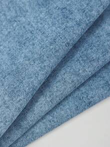 Fashionable Medium Wash Elastic Waist Blue Denim Jeans For Tween Girls, Suitable For Everyday Wear - Medium Wash - View 8