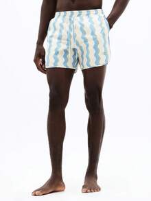 SUMWON 波浪条纹泳裤，松紧腰带，沙滩度假夏季泳池短裤 - 彩色 - 查看 3