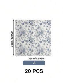 Cirelle 复古花卉图案纸巾 - 20张装，一次性纸巾，适用于早午餐、花园派对和餐桌装饰、婚礼和庆典用品 - 彩色 - 查看 8