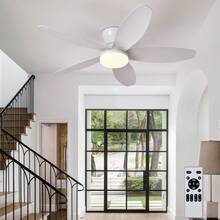 1个带灯吊扇 - 低矮型带灯吊扇，LED可调光，现代风格，适用于卧室和客厅 - 彩色 - 查看 4