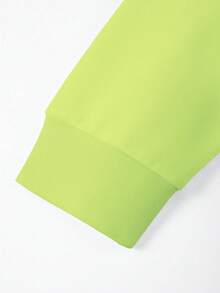 Manfinity Homme 男士荧光绿圆领宽松休闲卫衣 - 薄荷綠 - 查看 3